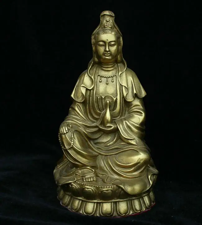 

Chinese Folk Buddhism Bronze Brass Kwan-yin Guan Yin Boddhisattva Goddess Statue