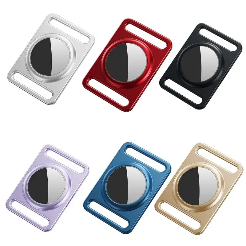 

R2LB Magnetic Adsorption Collar Case Key Ring for AirTag Tracker Metal Bumper Anti-Lost Device Keychain Protect Sleeve Finder