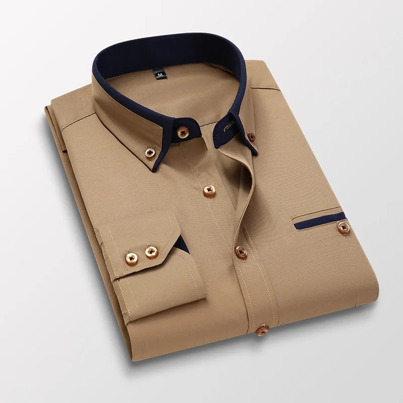 

Quality Men Shirt Long Sleeve Twill Solid Striped Dress Business Office Casual Shirt Slim Fit Man Dress Shirts