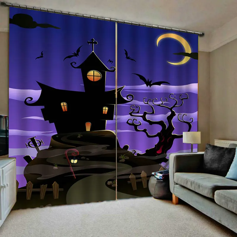 Хэллоуин украшения для дома затемненные 3D оконные шторы гостиной спальни cortinas