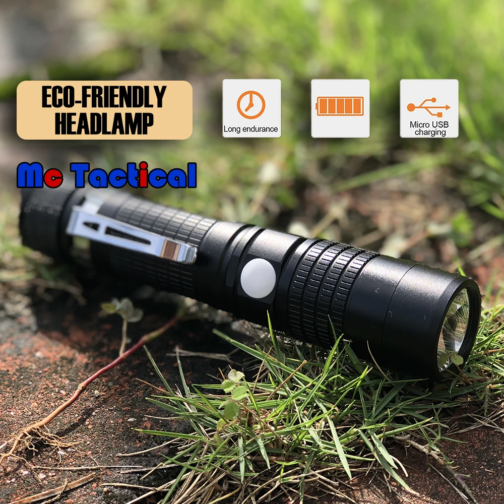 Яркий тактический компактный светодиодный портативный фонарик Фонарь 18650