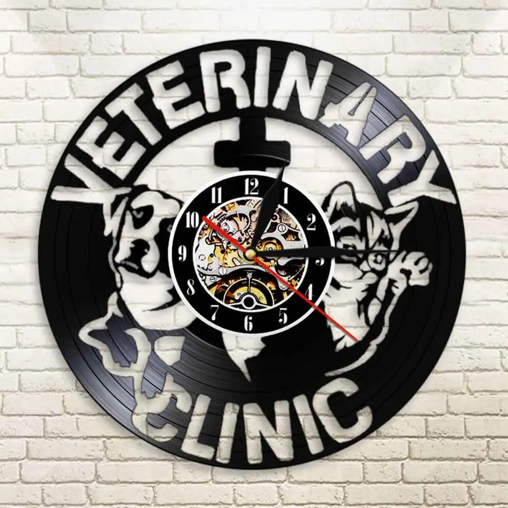 Настенные часы с виниловой пластиной для ухода за животными в ветеринарной
