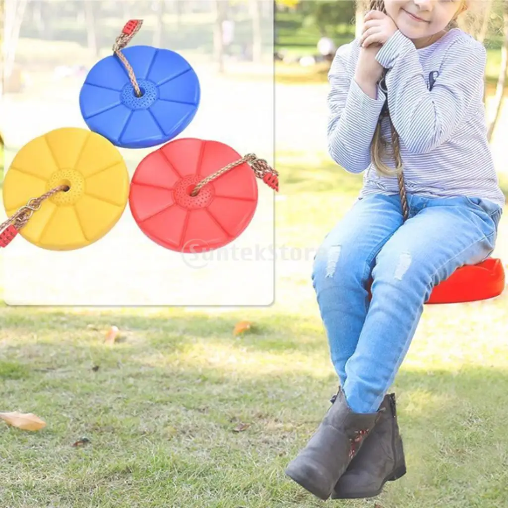 Kids Tree Swing Climbing Rope with Platforms,Disc Tree Swing Seat,Outdoor Indoor Swings and Swing Set Accessories images - 6