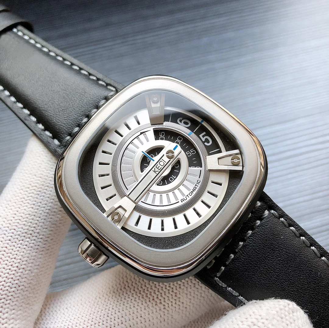 

Included 2 Straps Men Automatic Mechanical Watch Super Personality Very Cool Square Large Size Friday Wristwatch Boyfriend gift