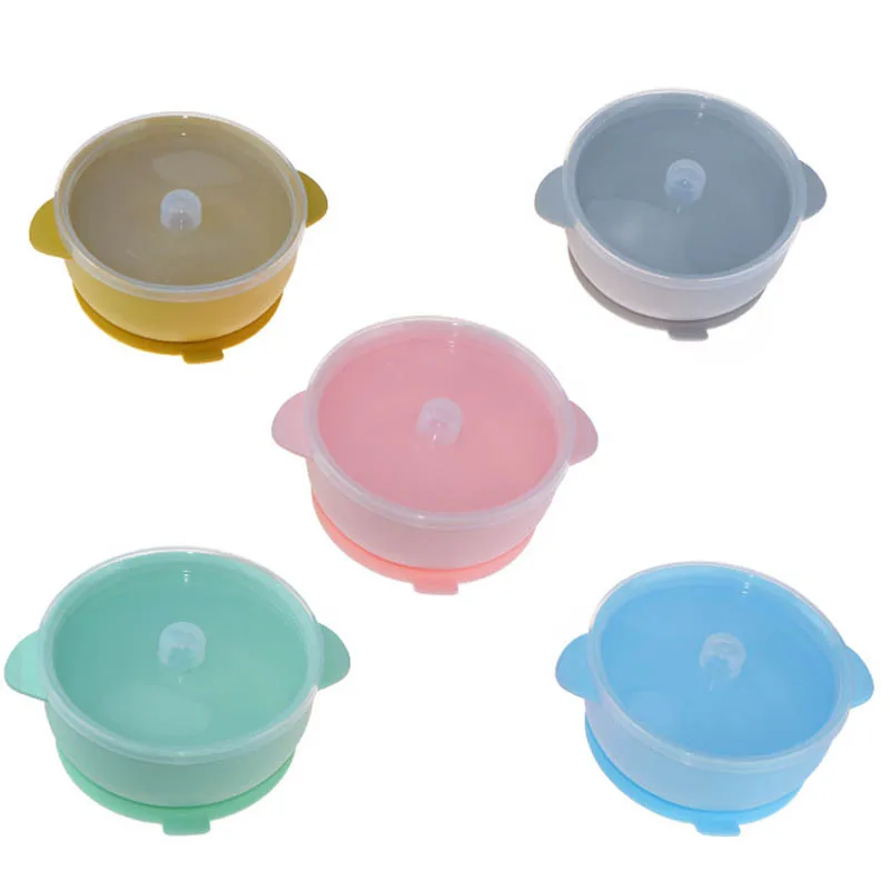 

XCQGH Silicone Baby Feeding Set Waterproof Baby Bowl Non-Slip Feedings Silicone Bowls Tableware Baby Products Baby Plate