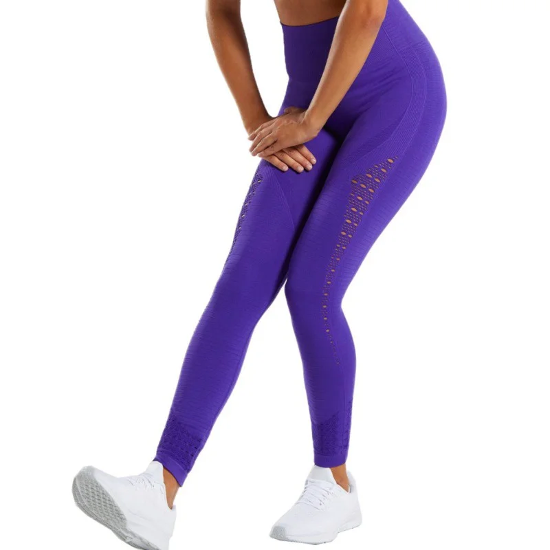 

Women Yoga Pants In Fashion High Waist Seamless Hollow Hole Yoga Fitness Casual Running Tight Hip Pants