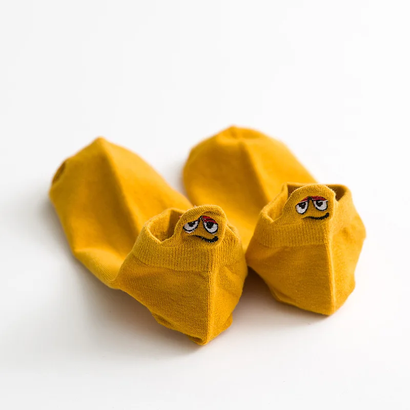 

Men's socks Women's slippers funny socks cotton Sports korean style cartoon ankle socks colorful short 3D Embroidery Smiley