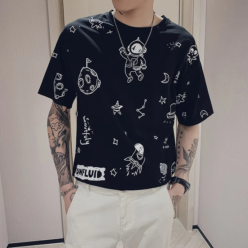

Fun Print Men T-Shirts Casual Slim Fit Summer O-neck Short Sleeve Hip-Hop Streetwear Fashion Breathable Male Clothing Tees Tops