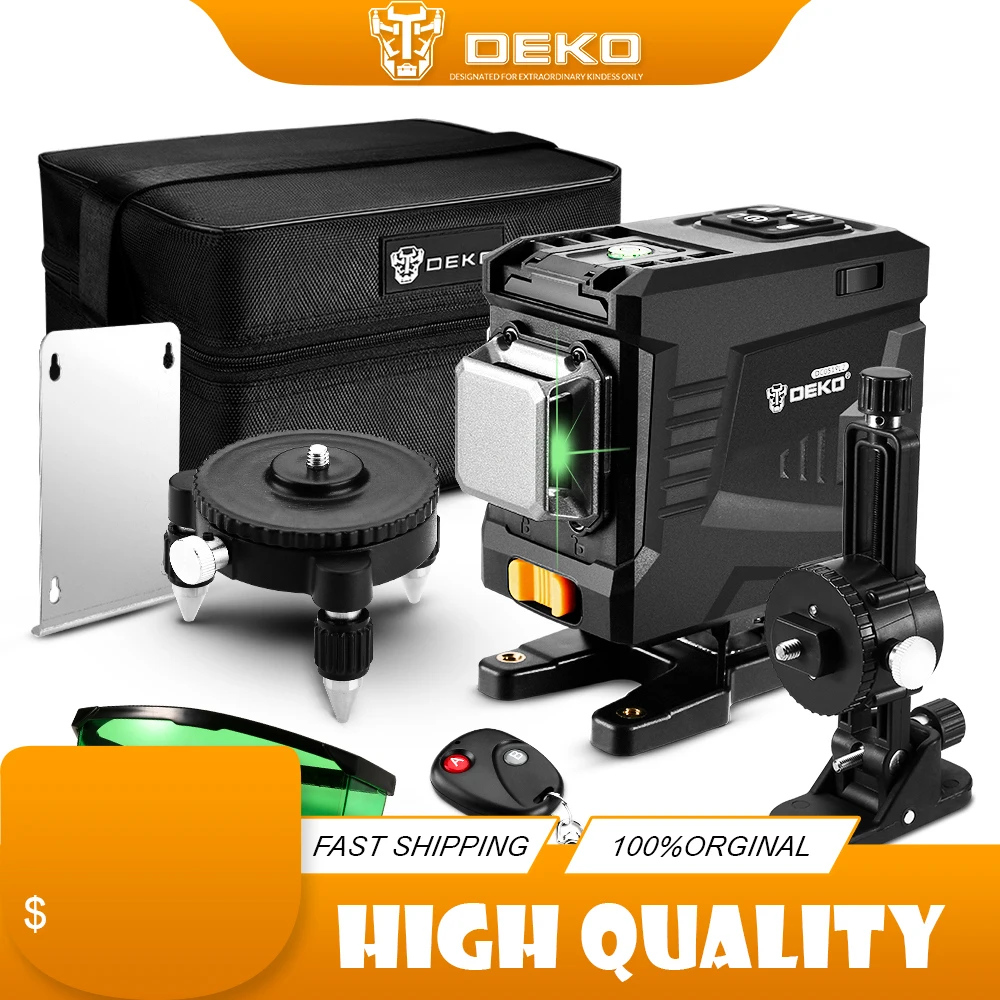 Лазерный уровень DEKO DC0519L2 12 линий 3D светильник свет Горизонтальные и вертикальные