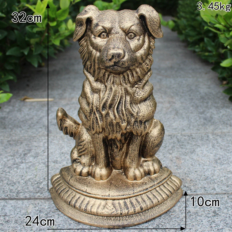 

Antique Gold Black Cast Iron Dog Door Stopper Handmade Rough Country Side Accents Home Garden Decor Metal Stand Animal Figurines
