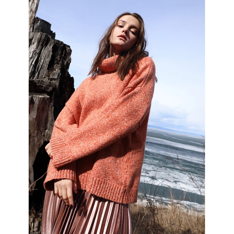 Свитер Женский вязаный с высоким воротом однотонный теплый зимний 11840245 | Женская
