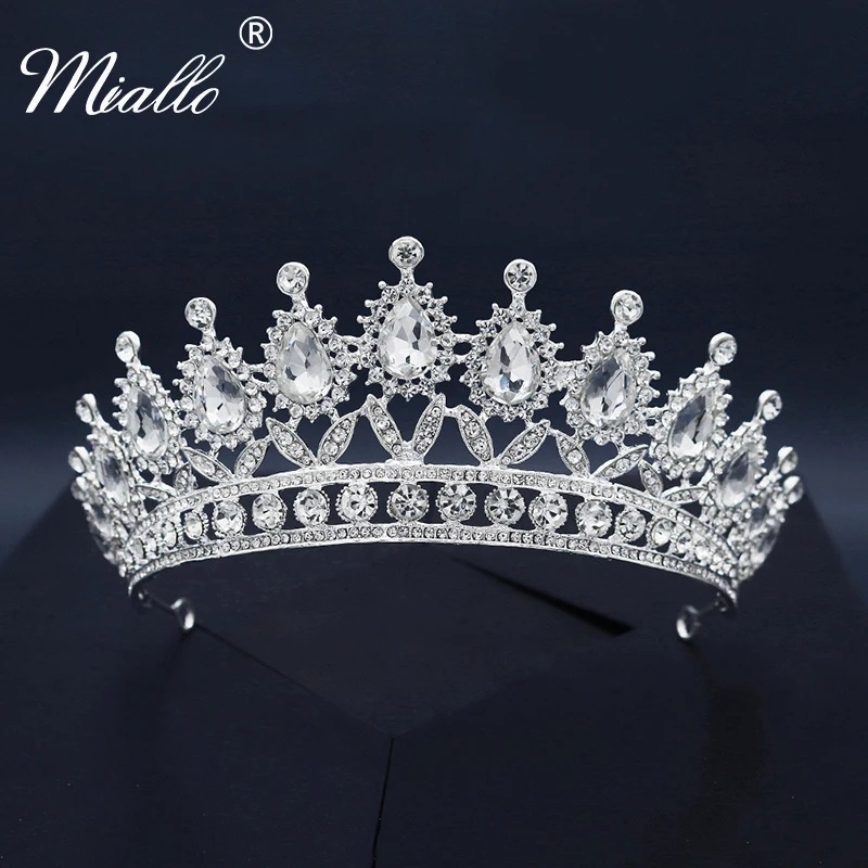 

Miallo Rhinestone Bridal Crown Headband Wedding Hair Accessories for Women Headwear Silver Color Tiaras and Crowns Jewelry Gift