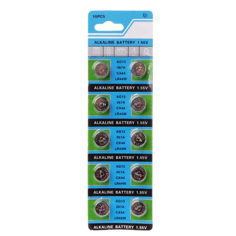 

10Pcs Alkaline Battery AG13 1.5V LR44 386 Button Coin Cell Watch Toys Batteries Control Remote SR43 186 SR1142 LR1142