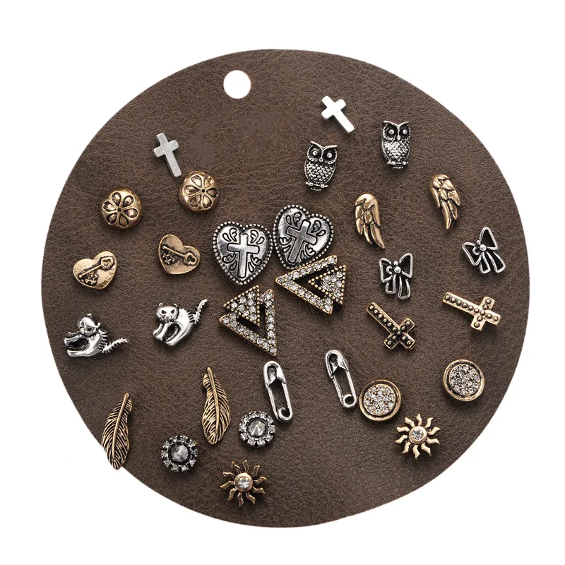 Женские винтажные серьги гвоздики в форме сердца креста животных разные стили с