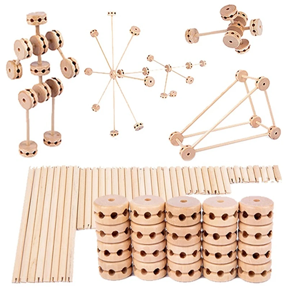 

3D Construct Fort Wooden Buliding Blocks Toys Creative Diy Assemble Castles Stick Blocks Children Educational Montessori Games