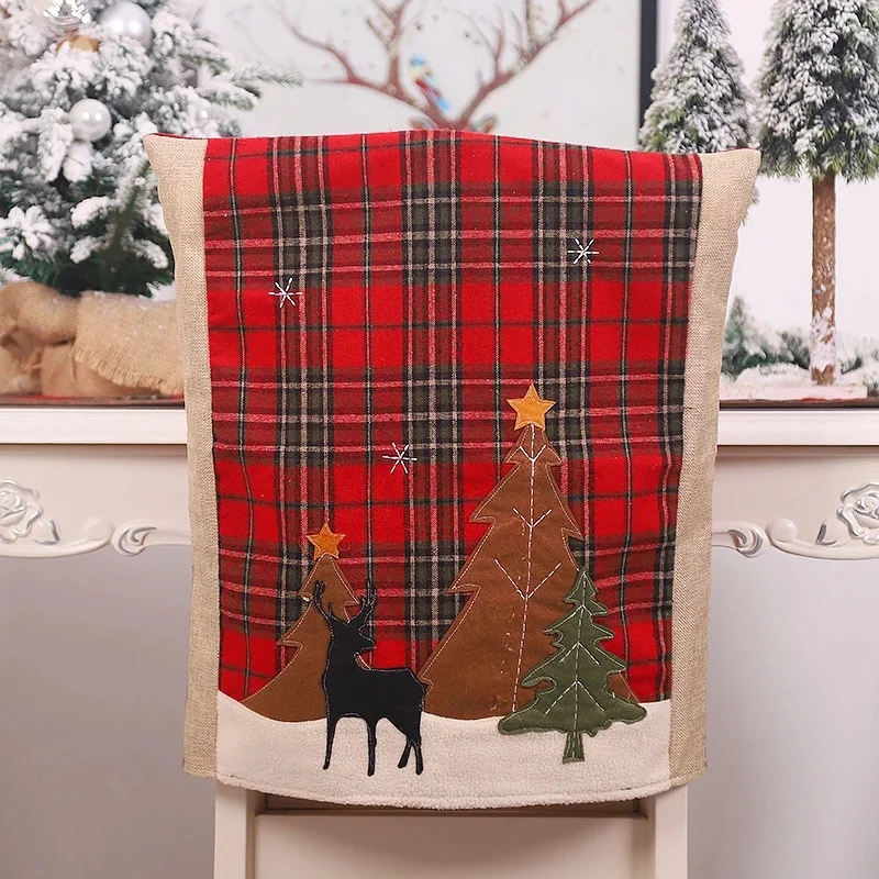 

2 Pcs Christmas Chair Cover Kitchen Dining Chair Slipcovers Sets for Christmas Holiday Festive Decorations