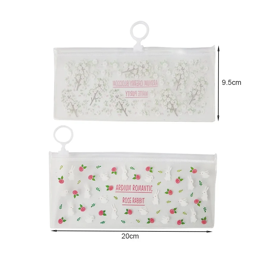 

20 Pcs/lot Fresh Style Animal Flower Floral transparent PVC Pencil Cases Pencilcase Kawaii Pencil Case School Stationery