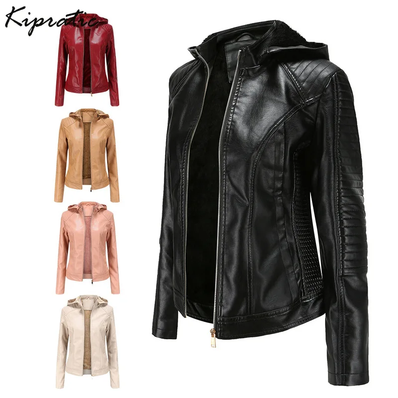 Женская байкерская куртка из искусственной кожи черная верхняя одежда в стиле