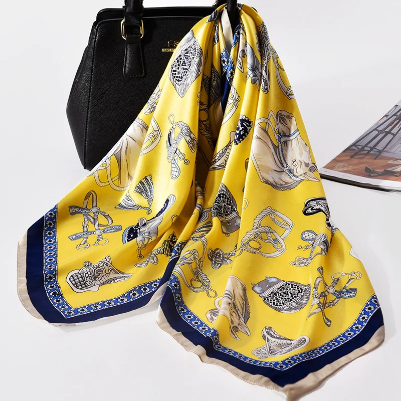 Женский 100% шелковый шарф квадратный бренд 2020 шали и накидки для дам винтажные