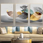 Постер с абстрактным изображением золотых листьев, Настенная картина, Современная минималистская декоративная картина для гостиной, дома