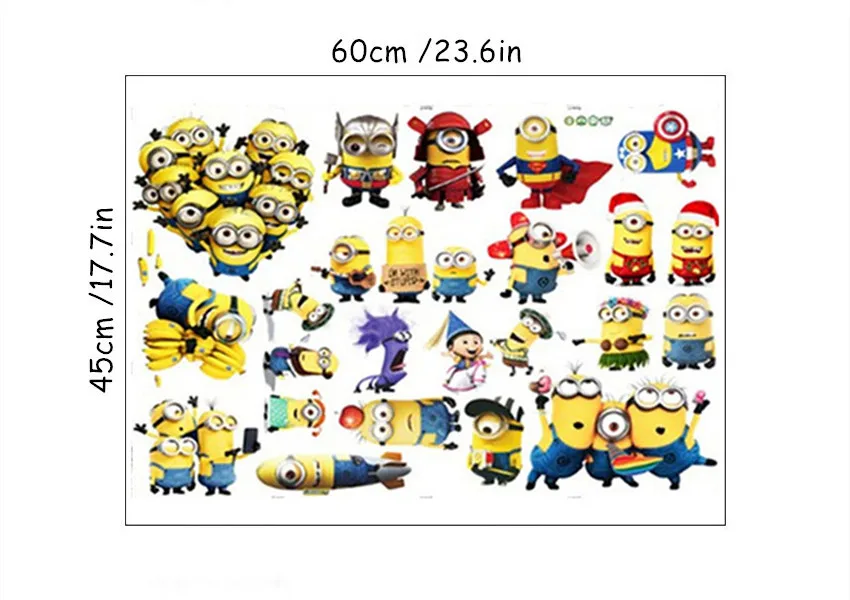 D079M Minions Динозавр настенные художественные наклейки животное Юрского периода мир мультфильм 3d Виниловые наклейки детская комната детские украшения diy аниме плакат 60*45 см - Цвет: D079M Minions