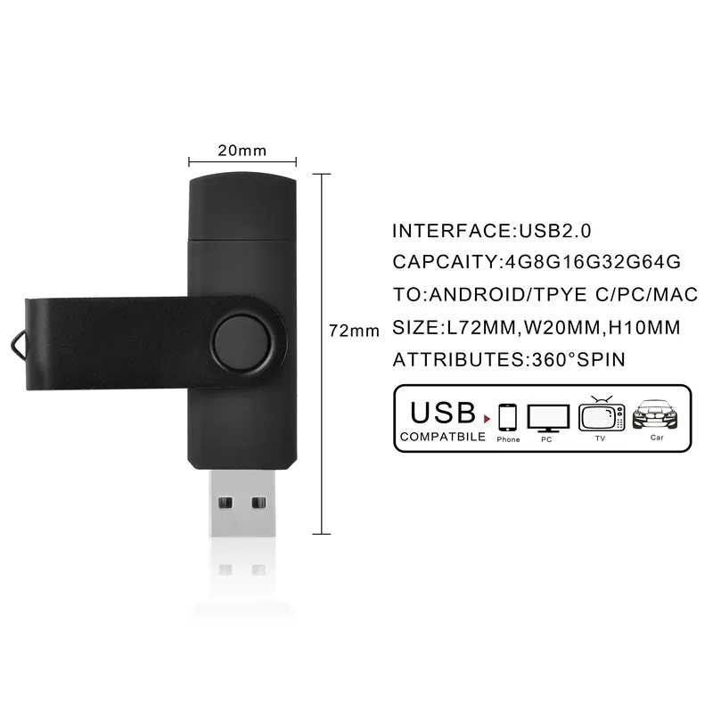 

Custom Logo Colorful OTG 2.0 USB Flash Drive 8GB 16GB 32GB 64GB USB Stick Pen Drive High Speed Pendrive for Smart Phone/Laptop