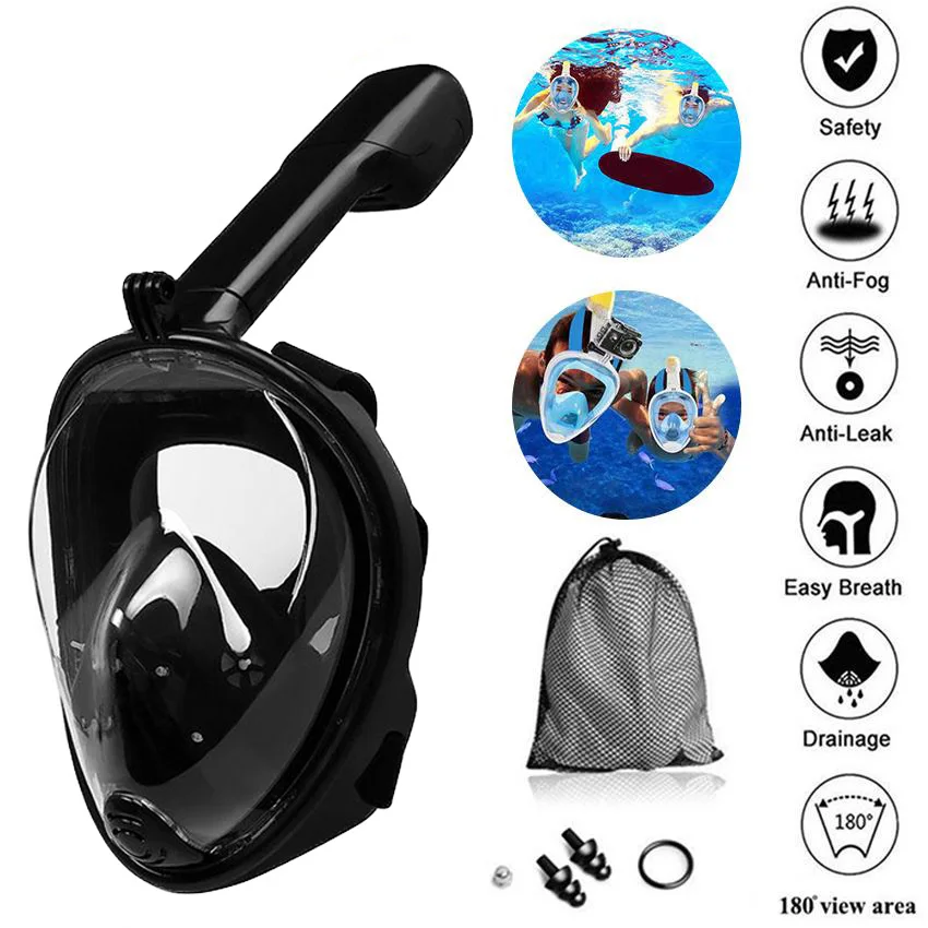 

2020 New Underwater Scuba Anti Fog Full Face Diving Mask Snorkeling Set Respiratory masks Safe and waterproof Swimming Equipment