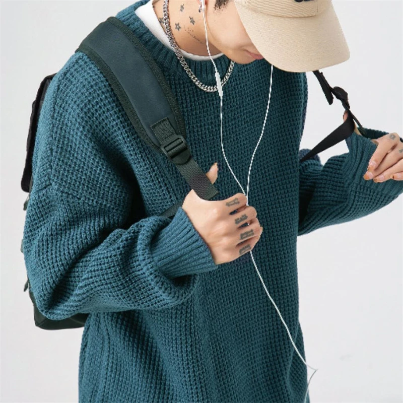 

Hip hop Streetwear Pullovers Men Loose Sweaters Unisex Harajuku Fashion Sweater Women Coarse Wool Sweater Men Size M-XXL