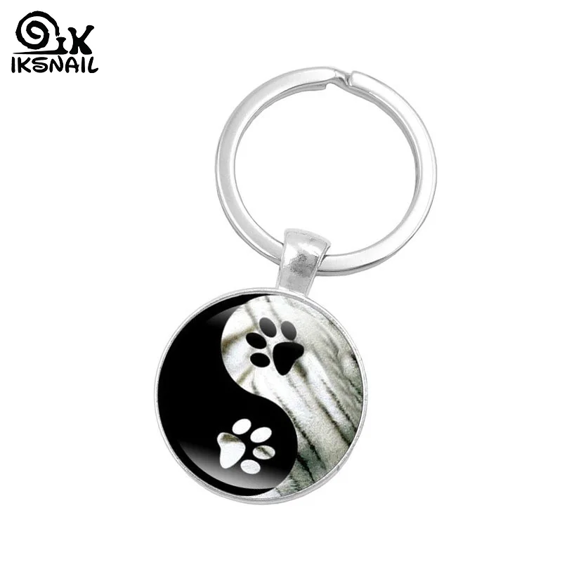 IKSNAIL 2018 Новый Винтаж Инь брелки для ключей Тай Чи металлическим камнем времени