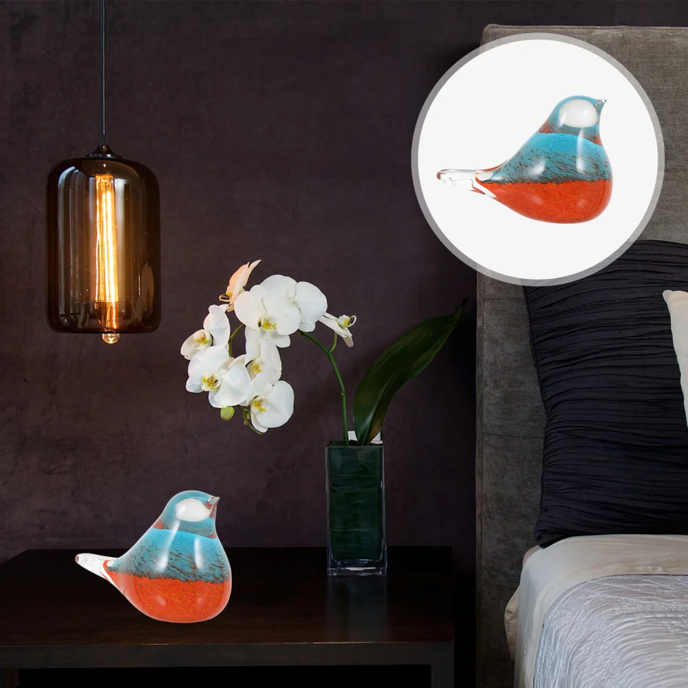 

Glass Bird Figurine Paper Weight Blown Art Animal Decorative Adornment