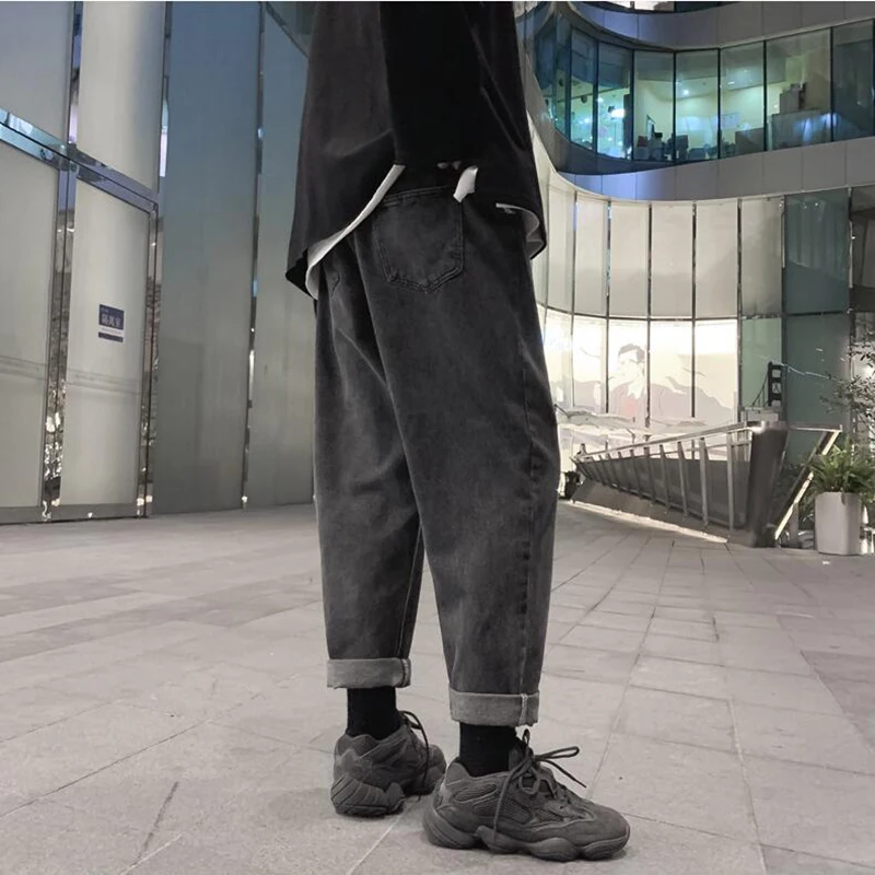 

Spring Men's Retro Denim Pants Korean Fashion Youth Straight Loose Wide Leg Casual Pants