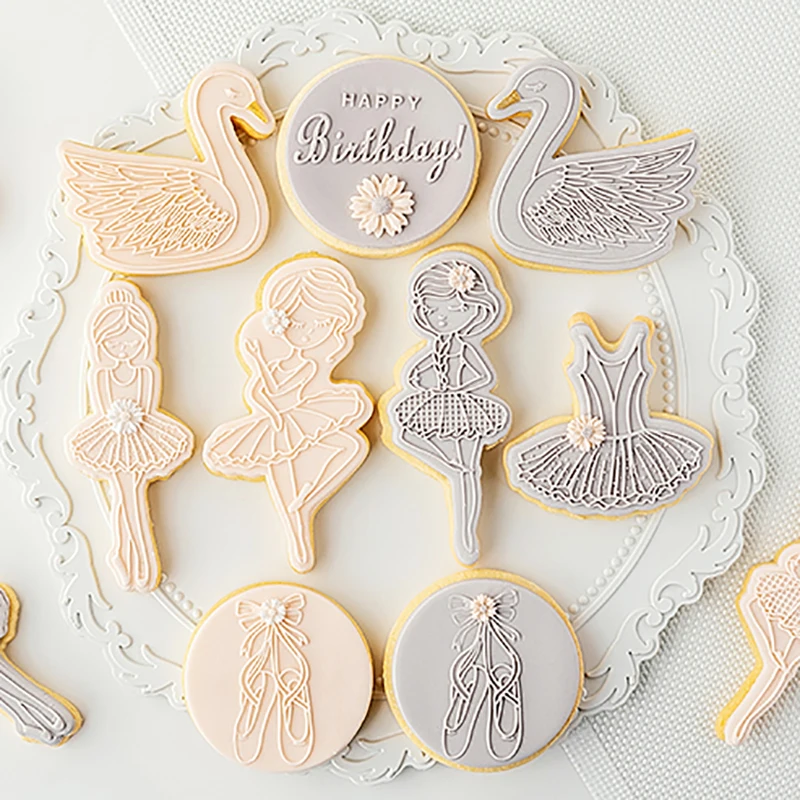 

Acrylic Ballet Girl Dancer Stamp Embossed Mold Cake Fondant Mold Fondant Sugar Craft Cookies Embosser Cutter DIY Cake Tools