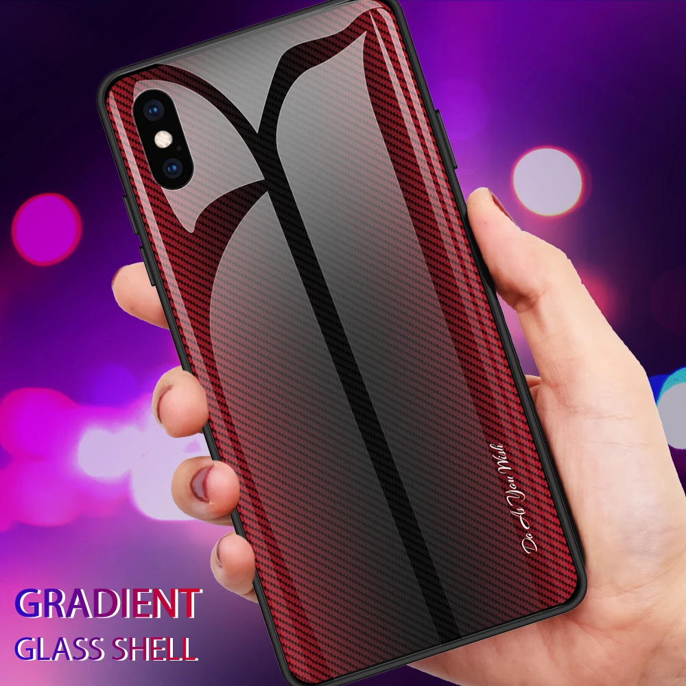 Градиент текстуры чехол из закаленного стекла для apple iphone xs max xr 6s 7 8 plus 11pro