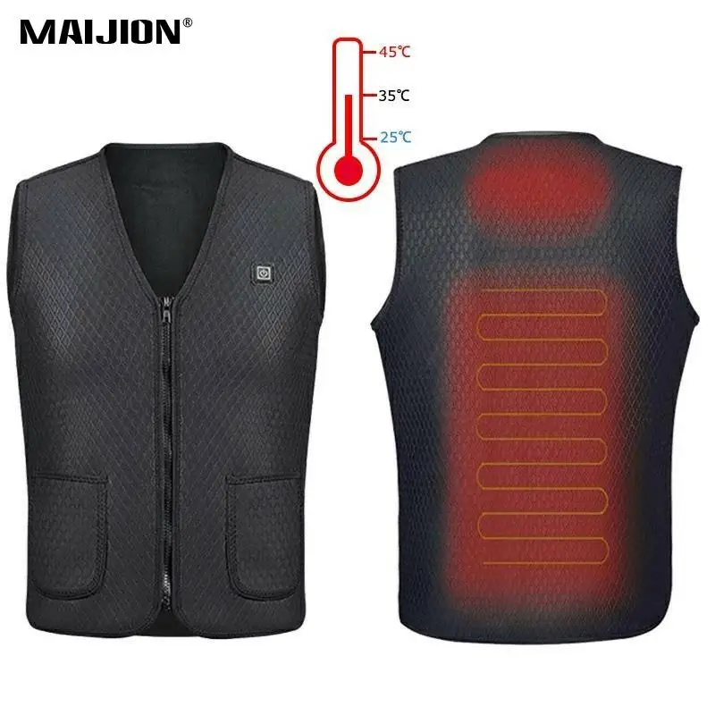 

Unisex Winter USB Electric Heated Hiking Vest Men Women Keep Warm Fishing Skiing Waistcost Soft Fleece Sleeveless Jackets