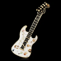 fine stone guitar brooches for women men enamel music instruments jewelry party casual office brooch pins gifts