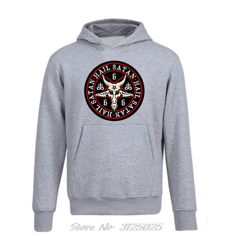 Men Hail Satan Baphomet Hoodie Occult Pentagram Cotton For Male Hoodies Spring Autumn Fleece Zipper Sweatshirt | Мужская одежда