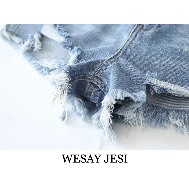 

WESAY JESI New Fashion Summer Women's Denim Shorts Casual High Waist Simple Blue Black With Pockets Mini Short Jeans Streetwear