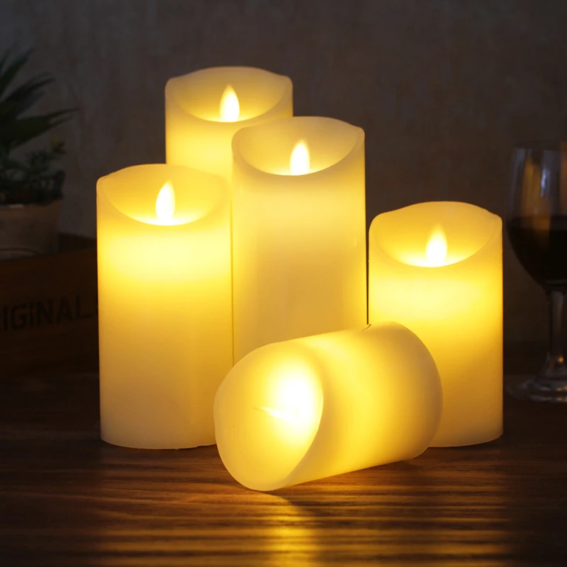 

Flameless Candles, Outdoor Indoor Battery Operated LED Candles No melt, Flameless, Ivory Frosted Plastic