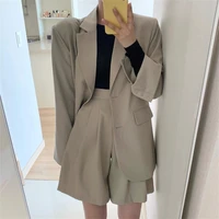 hzirip work wear two pieces sets autumn office lady blazers new 2021 gentle chic vintage hot women retro straight shorts suits