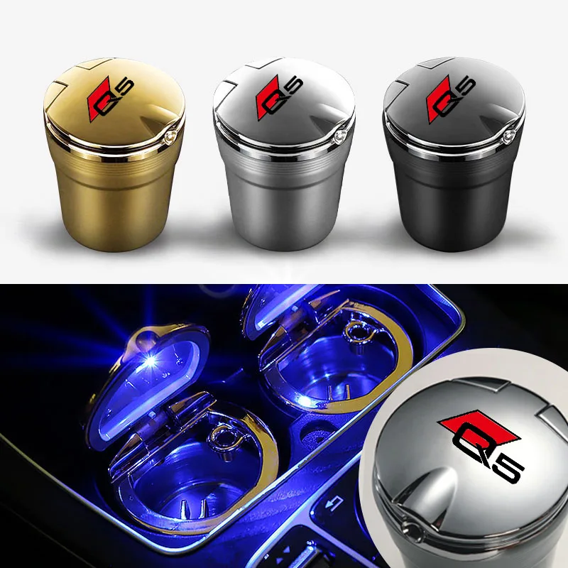 

Car ashtray For Audi Q5 Fashionable and portable cigarette butt storage box Car ashtray with LED color logo storage box