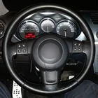 Сшитый вручную чехол на руль, черный чехол рулевого колеса автомобиля из искусственной кожи для Seat Ibiza 6L leon 2007 2008