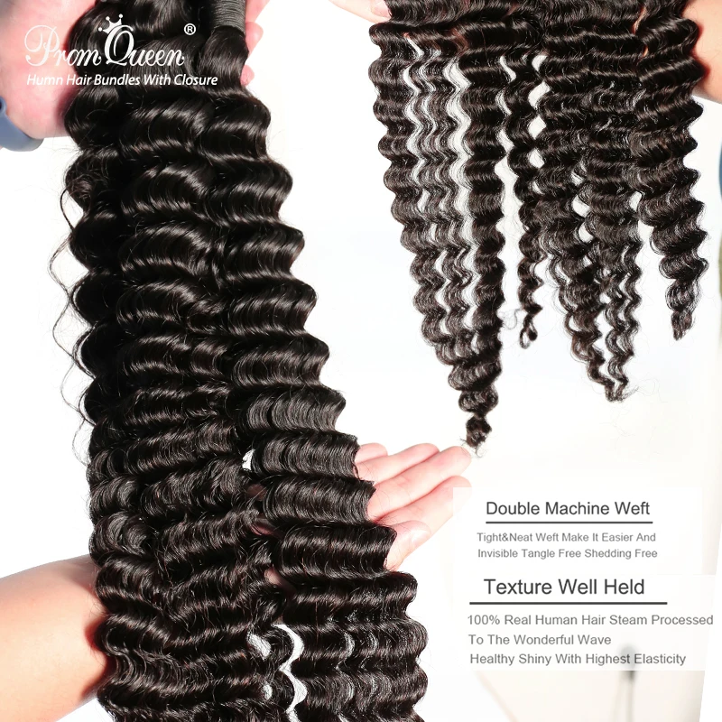Пупряди с глубокой волной Promqueen перуанские человеческие волосы застежкой 3 пряди