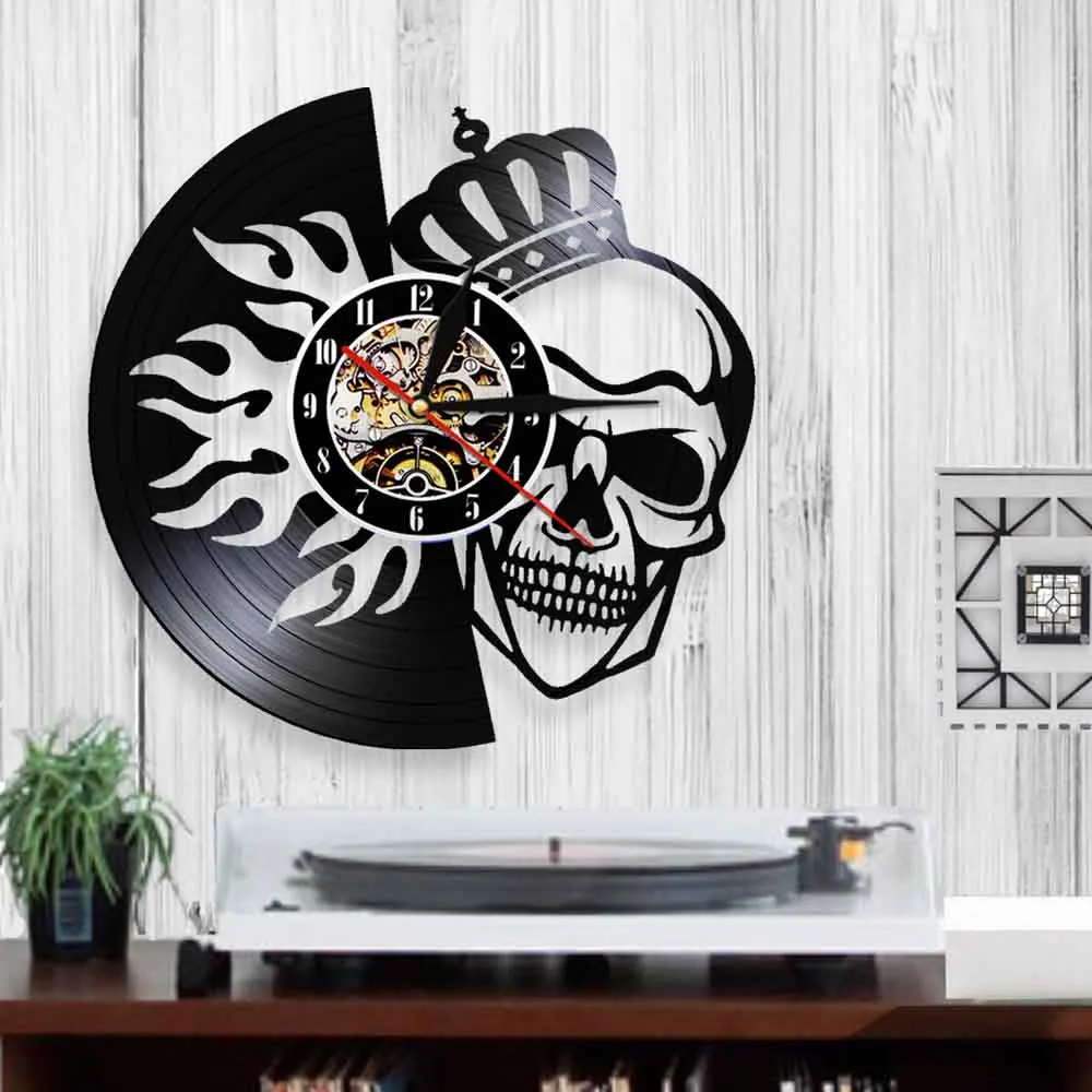 Настенные часы с черепом Death King винтажные настенные 3d виниловой пластиной в виде