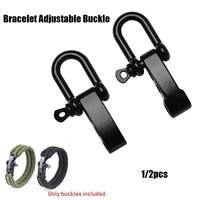 12pcs stainless steel black u anchor shackle screw pin paracord bracelet buckle outdoor survival rope fittings