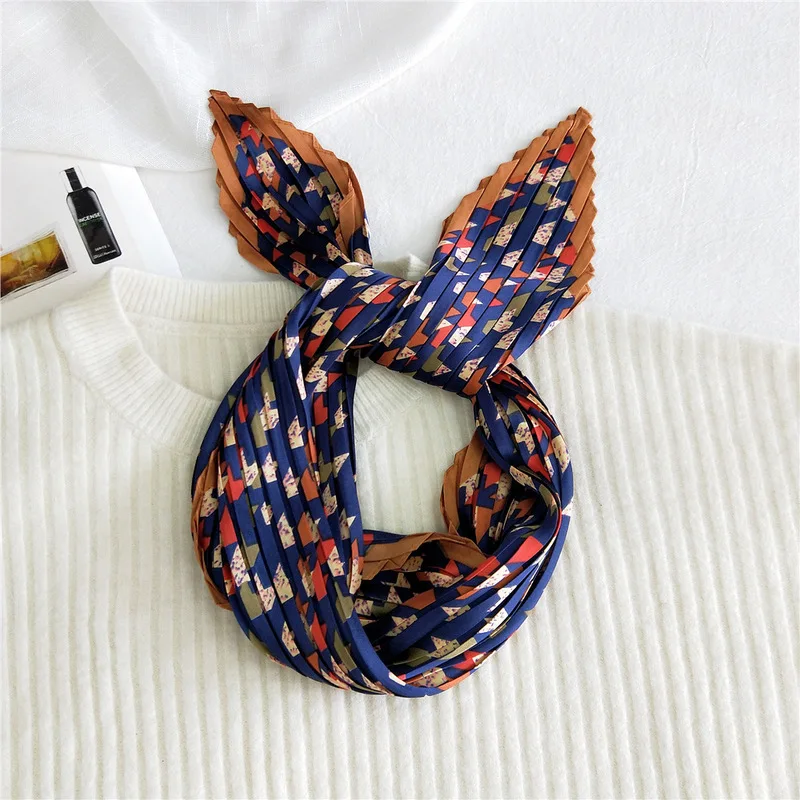 2021 дизайнерские шелковые плиссированные шарфы для женщин яркие цветные печать