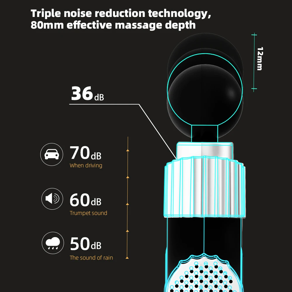 Электрический массажный пистолет Booster A2 нагрузка 15 кг ход 12 мм литиевый