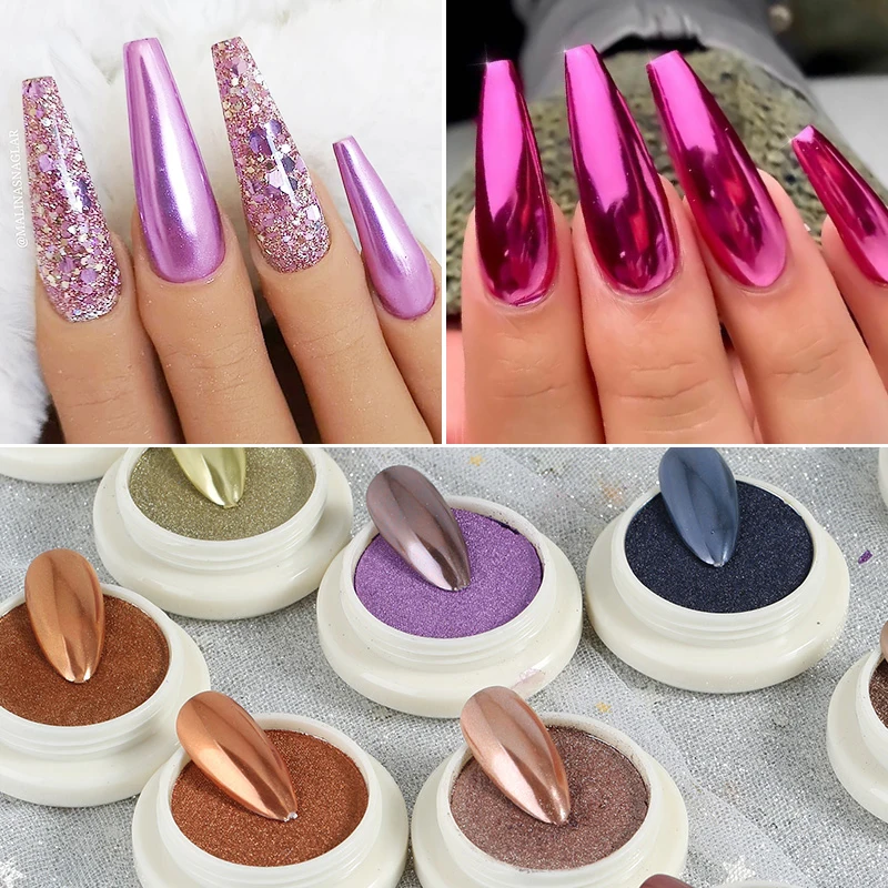 Однотонный порошок с зеркальным эффектом голографическая пудра для ногтей