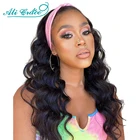 Объемная волна парик с головной повязкой для Для женщин бразильские волосы парик с регулируемой челкой нет клея гель Ali Grace лента для волос парики из натуральных волос