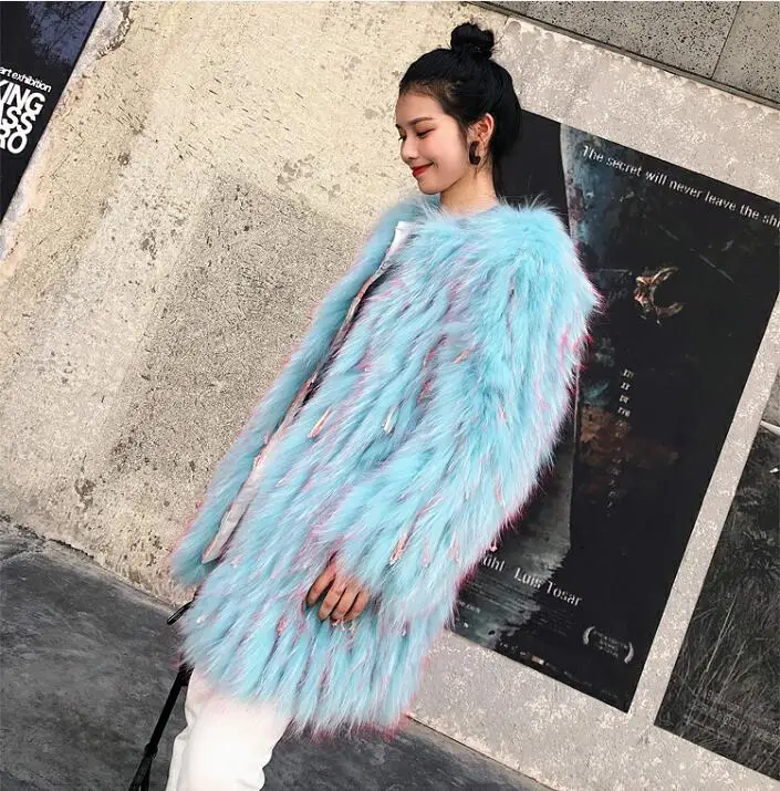 Для женщин вязаная натуральная Шуба из натурального Лисьего меха пальто Куртки