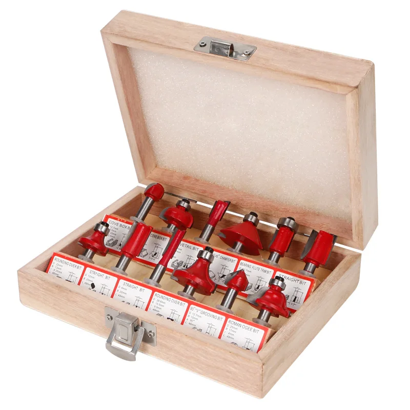 

Woodworking router bit set Trimming machine cutter head Electric wood milling engraving machine Milling cutter Trimming 12/15pcs